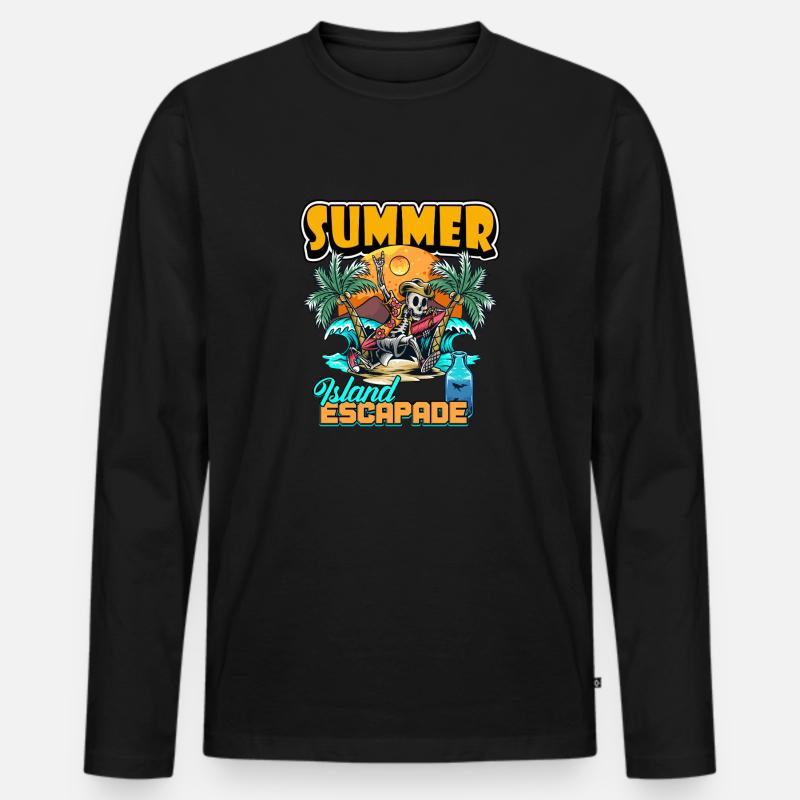 Summer Island Escapade Design - Männer Premium Bio Langarmshirt - Schwarz