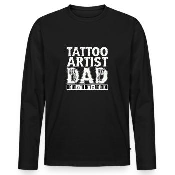 Tatoueur Papa L’Idole Le Mythe Arts du tatouage - T-shirt manches longues Premium bio Homme - noir - Devant - Nico (187cm)
