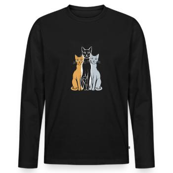 Illustration de la silhouette de trois chats pour - T-shirt manches longues Premium bio Homme - noir - Devant - Nico (187cm)