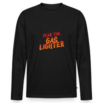 Allume-gaz Gaslighting - T-shirt manches longues Premium bio Homme - noir - Devant - Nico (187cm)