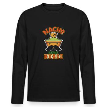 Nacho Average Nurse Humorous Saying - Men's Premium Organic Long Sleeve Shirt - black - Front - Nico (187cm)