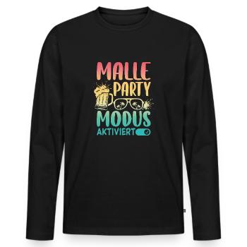Malle Party Mode Enabled - Men's Premium Organic Long Sleeve Shirt - black - Front - Nico (187cm)