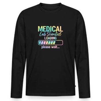 Lab Scientist Loading Tie Dye Funny MLS Medical - Men's Premium Organic Long Sleeve Shirt - black - Front - Nico (187cm)