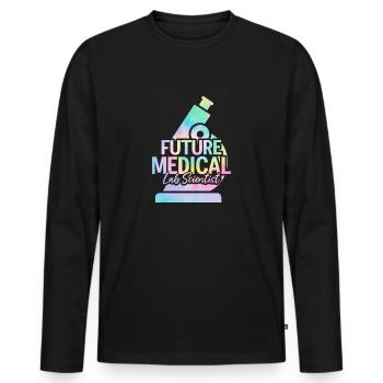 Futur scientifique de laboratoire médical Tie Dye MLS Medical - T-shirt manches longues Premium bio Homme - noir - Devant - Nico (187cm)