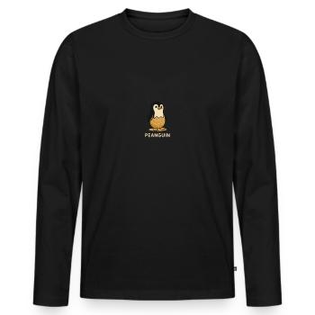 Peanguin Pun - Pingouin au corps de cacahuète - T-shirt manches longues Premium bio Homme - noir - Devant - Nico (187cm)