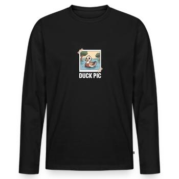 Lustiges Entenbild Duck Pic - Männer Premium Bio Langarmshirt - Schwarz - Vorne - Nico (187cm)