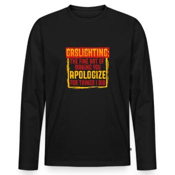 Allume-gaz Gaslighting - T-shirt manches longues Premium bio Homme - noir - Devant - Nico (187cm)