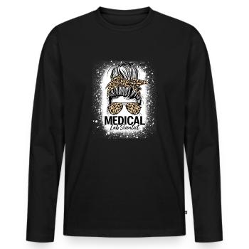Medizinisches Labor Wissenschaftler Messy Bun Leopard Lustiges Labor - Männer Premium Bio Langarmshirt - Schwarz - Vorne - Nico (187cm)