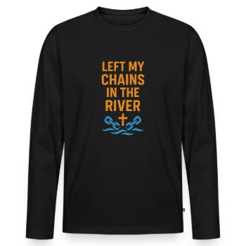 Laisse mes chaînes dans le flux : Baptisé - T-shirt manches longues Premium bio Homme - noir - Devant - Nico (187cm)