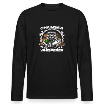 Tronçonneuse chuchoteur bois bûcheron forestier - T-shirt manches longues Premium bio Homme - noir - Devant - Nico (187cm)