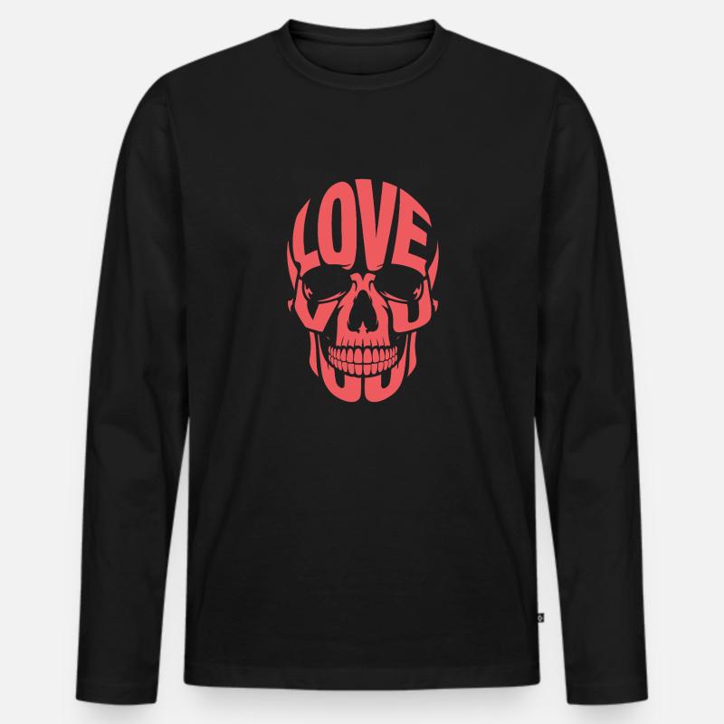 SKULL LIEBE - Männer Premium Bio Langarmshirt - Schwarz