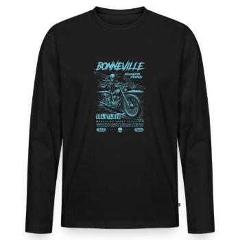 Bonneville Salt Flats Motorcycle Vintage Biker - Men's Premium Organic Long Sleeve Shirt - black - Front - Nico (187cm)