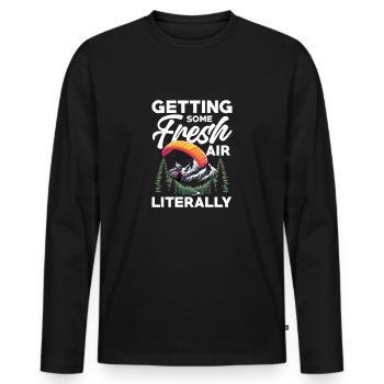 Frische Luft Tanken Beim Paragliding In Den Bergen - Männer Premium Bio Langarmshirt - Schwarz - Vorne - Nico (187cm)