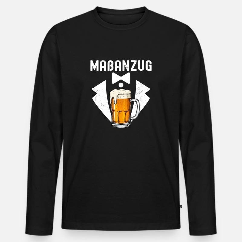 Maßanzug - Männer Premium Bio Langarmshirt - Schwarz