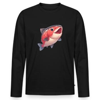 Salmon Salmon - Men's Premium Organic Long Sleeve Shirt - black - Front - Nico (187cm)