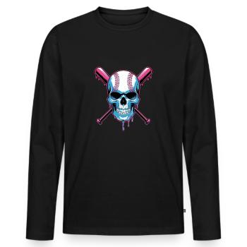 Baseball Skull Batte de Baseball - T-shirt manches longues Premium bio Homme - noir - Devant - Nico (187cm)