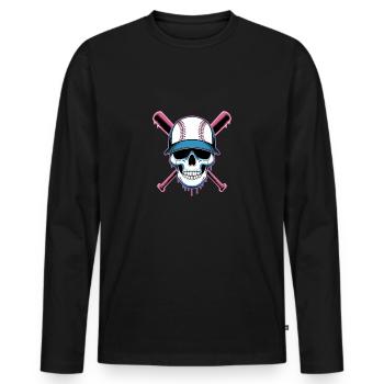 Baseball Skull Batte de Baseball - T-shirt manches longues Premium bio Homme - noir - Devant - Nico (187cm)