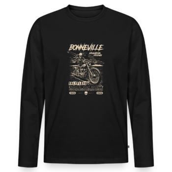 Bonneville Salt Flats Motorcycle Vintage Biker - Men's Premium Organic Long Sleeve Shirt - black - Front - Nico (187cm)