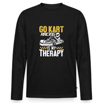 Go Kart est ma thérapie drôle de petites voitures de sport - T-shirt manches longues Premium bio Homme - noir - Devant - Nico (187cm)