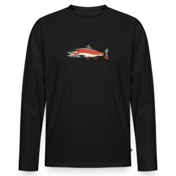 Salmon Salmon - Men's Premium Organic Long Sleeve Shirt - black - Front - Nico (187cm)