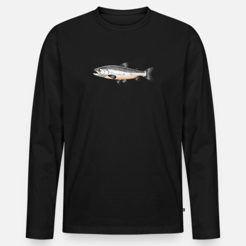 Lachse Lachs - Männer Premium Bio Langarmshirt - Schwarz