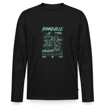 Bonneville Salt Flats Motorcycle Vintage Biker - Men's Premium Organic Long Sleeve Shirt - black - Front - Nico (187cm)