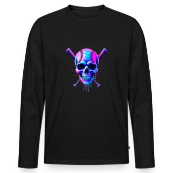 Baseball Skull Batte de Baseball - T-shirt manches longues Premium bio Homme - noir - Devant - Nico (187cm)