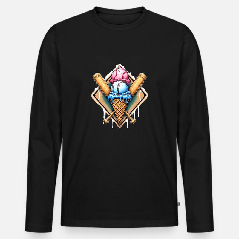 Baseball Eis Baseballschläger - Männer Premium Bio Langarmshirt - Schwarz
