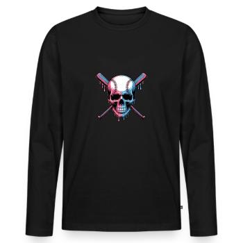 Baseball Skull Batte de Baseball - T-shirt manches longues Premium bio Homme - noir - Devant - Nico (187cm)