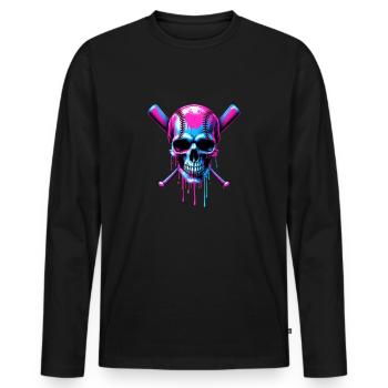 Baseball Skull Batte de Baseball - T-shirt manches longues Premium bio Homme - noir - Devant - Nico (187cm)
