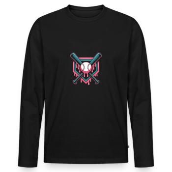 Baseball Baseball Bat - Men's Premium Organic Long Sleeve Shirt - black - Front - Nico (187cm)