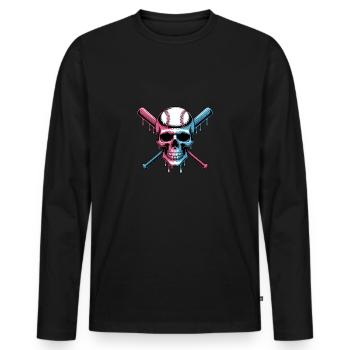 Baseball Skull Batte de Baseball - T-shirt manches longues Premium bio Homme - noir - Devant - Nico (187cm)
