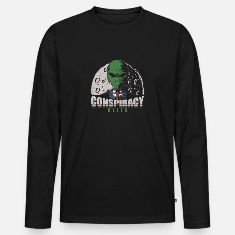 Alien Conspiracy Theory Design - Männer Premium Bio Langarmshirt - Schwarz