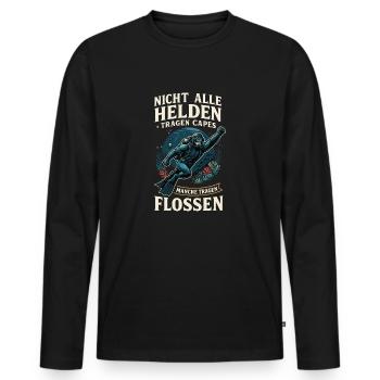 Not all heroes wear capes, fins, divers - Men's Premium Organic Long Sleeve Shirt - black - Front - Nico (187cm)