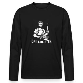 Grillmeister - Männer Premium Bio Langarmshirt - Schwarz - Vorne - Nico (187cm)