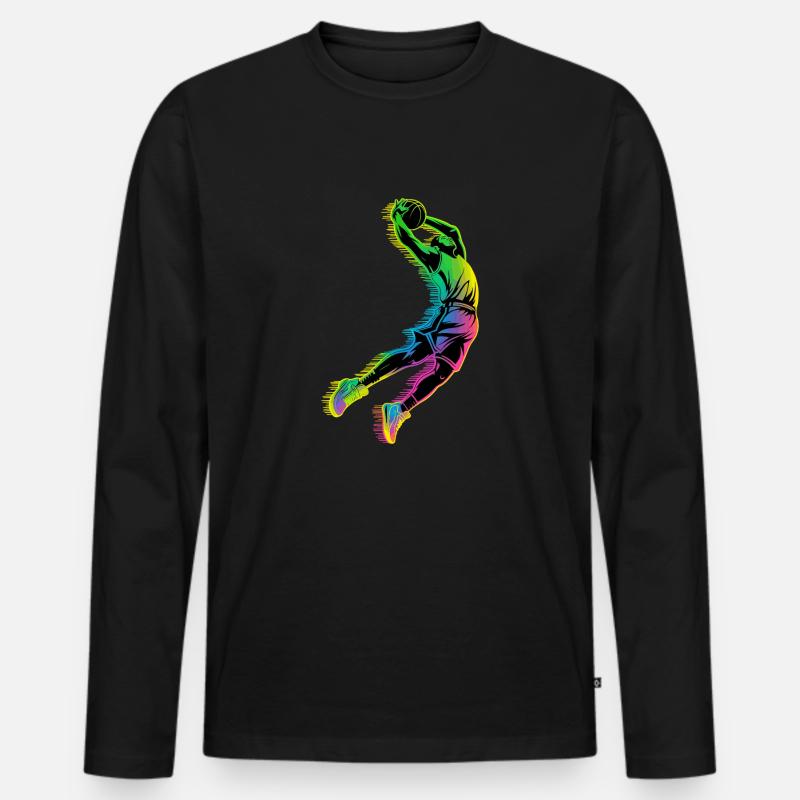 Basketball-dunk - Männer Premium Bio Langarmshirt - Schwarz