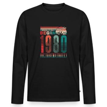 Geburtstag 1980 Jahrgang September Retro Geschenk - Männer Premium Bio Langarmshirt - Schwarz - Vorne - Nico (187cm)