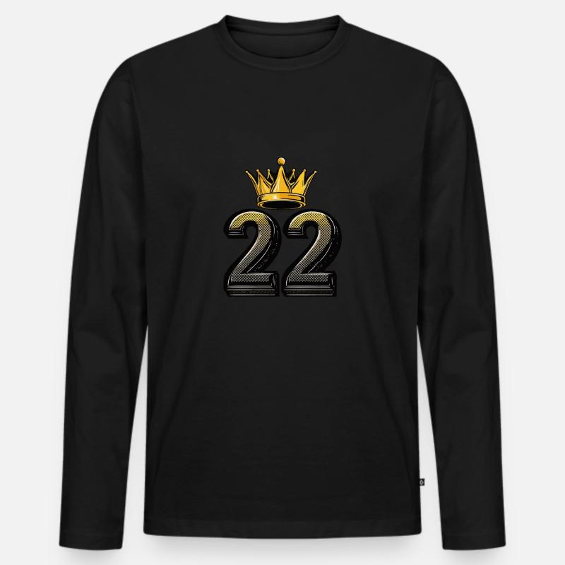22 Zahl Krone - Männer Premium Bio Langarmshirt - Schwarz