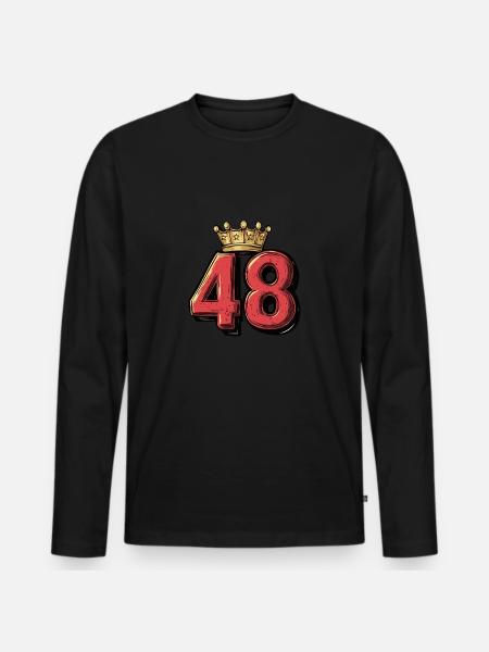 48 Zahl Krone - Männer Premium Bio Langarmshirt - Schwarz