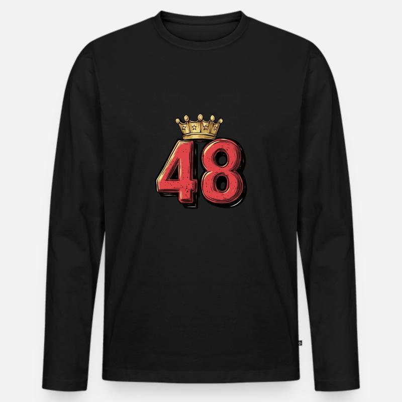 48 Zahl Krone - Männer Premium Bio Langarmshirt - Schwarz