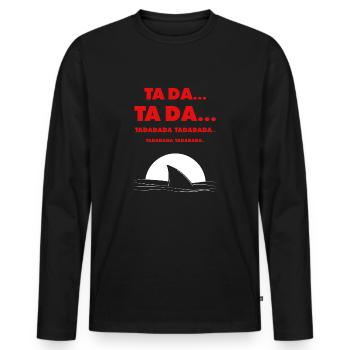 TA DA.. Haifischflosse und Kultthema - Männer Premium Bio Langarmshirt - Schwarz - Vorne - Nico (187cm)