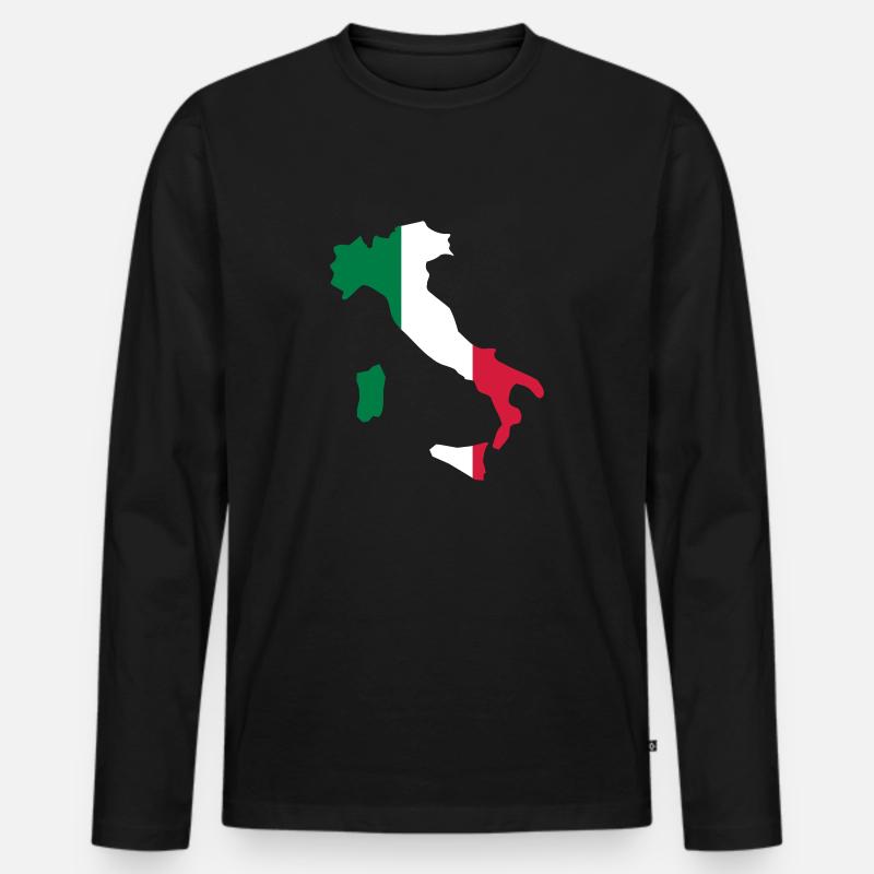 Italy - Männer Premium Bio Langarmshirt - Schwarz