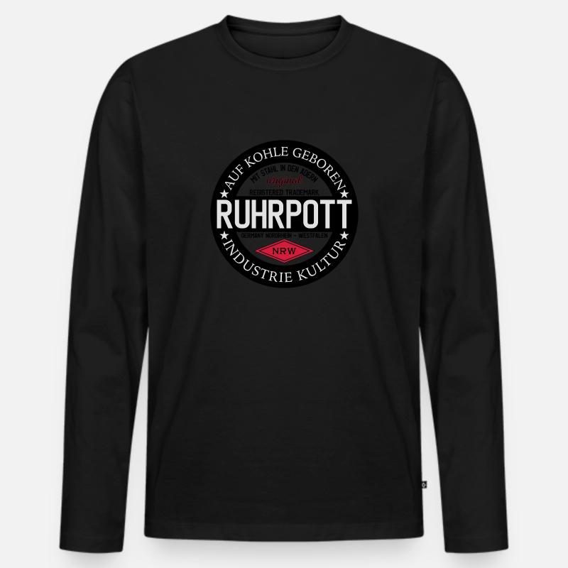 Logo Ruhrpott - Männer Premium Bio Langarmshirt - Schwarz