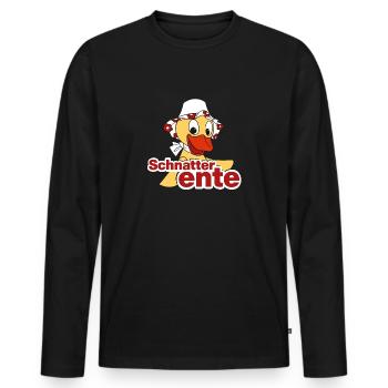 Schnatterinchen Schnatterente - Männer Premium Bio Langarmshirt - Schwarz - Vorne - Nico (187cm)