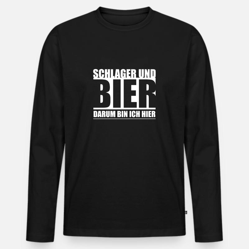 Schlager und Bier - Männer Premium Bio Langarmshirt - Schwarz
