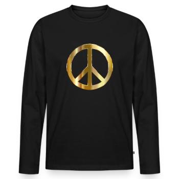 Peace Gold - Männer Premium Bio Langarmshirt - Schwarz - Vorne - Nico (187cm)