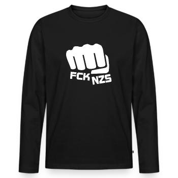 FCK NZS Nazis - Men's Premium Organic Long Sleeve Shirt - black - Front - Nico (187cm)