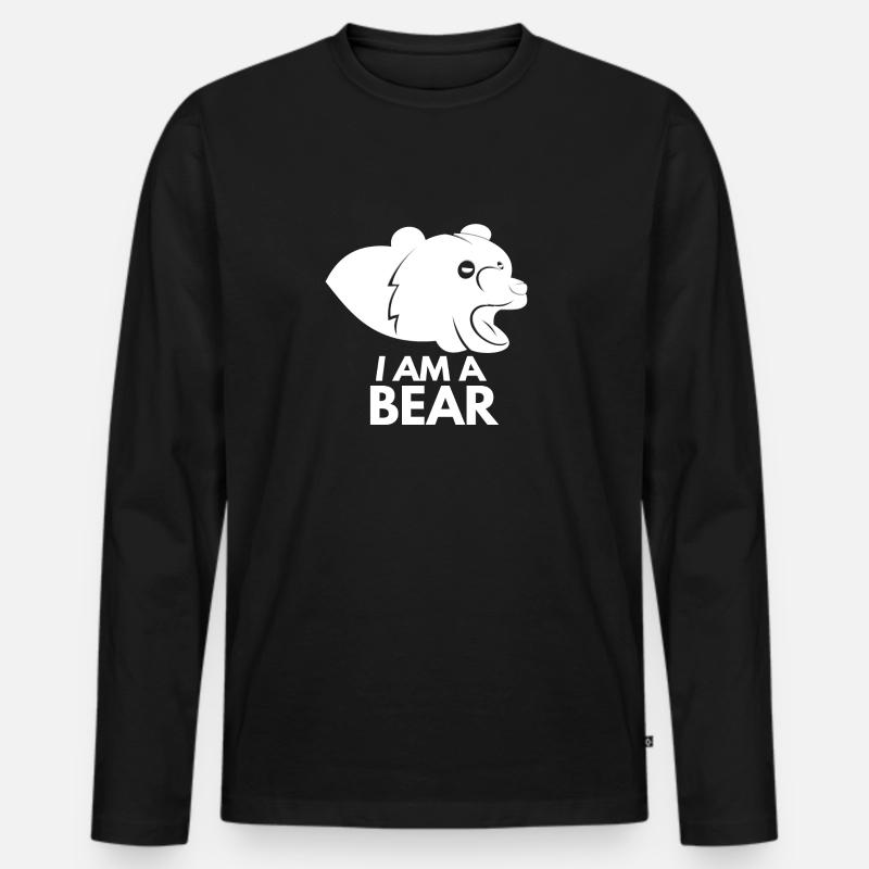 Bären ich bin ein Bär - Männer Premium Bio Langarmshirt - Schwarz