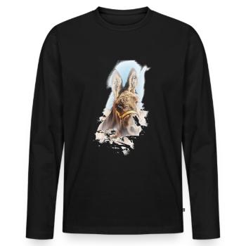 Esel - Männer Premium Bio Langarmshirt - Schwarz - Vorne - Nico (187cm)