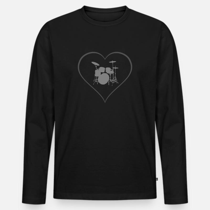 Schlagzeug - Männer Premium Bio Langarmshirt - Schwarz